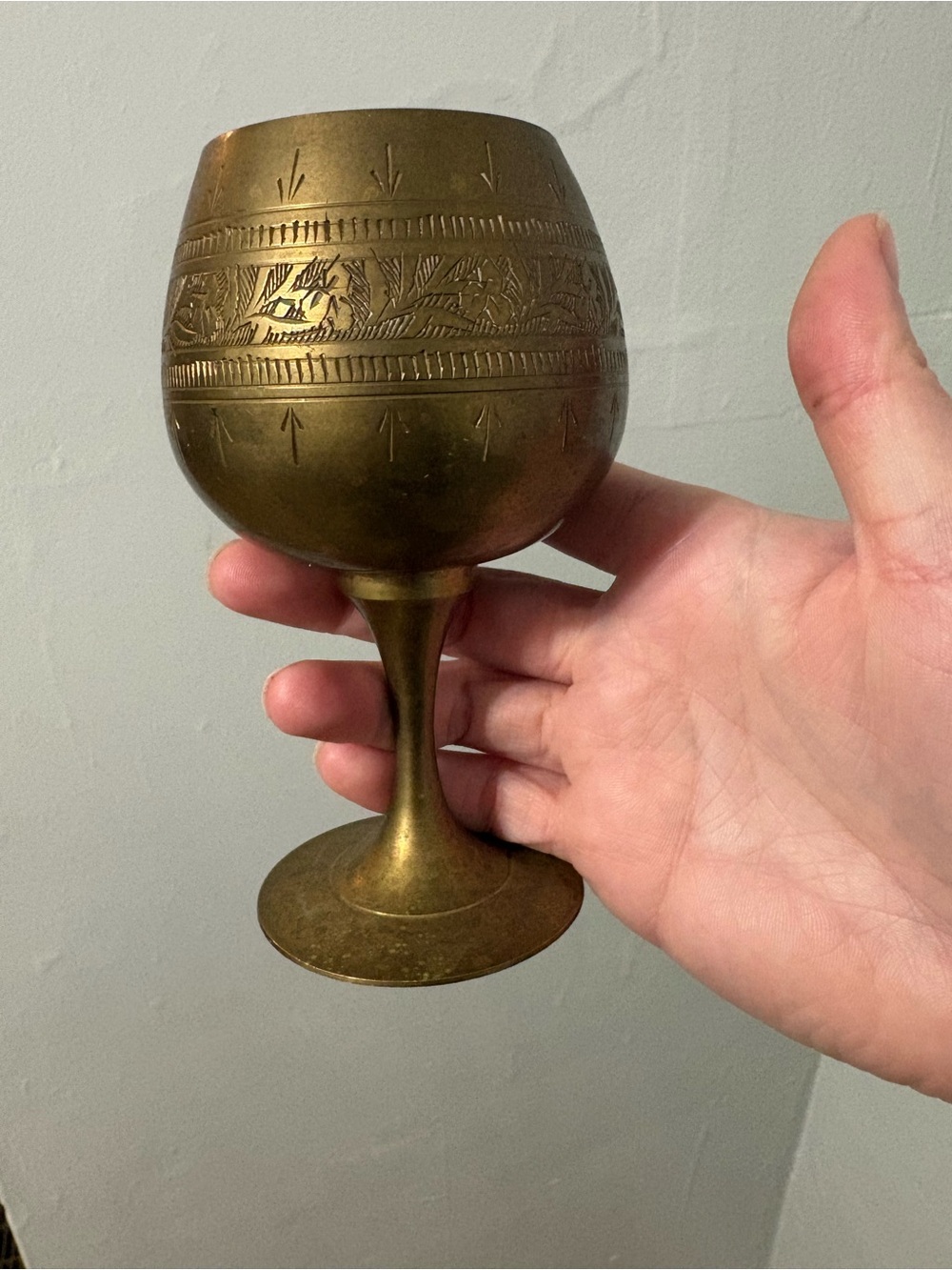 Brass Goblet Decorative Stemware - Antique-Style Gold Finish